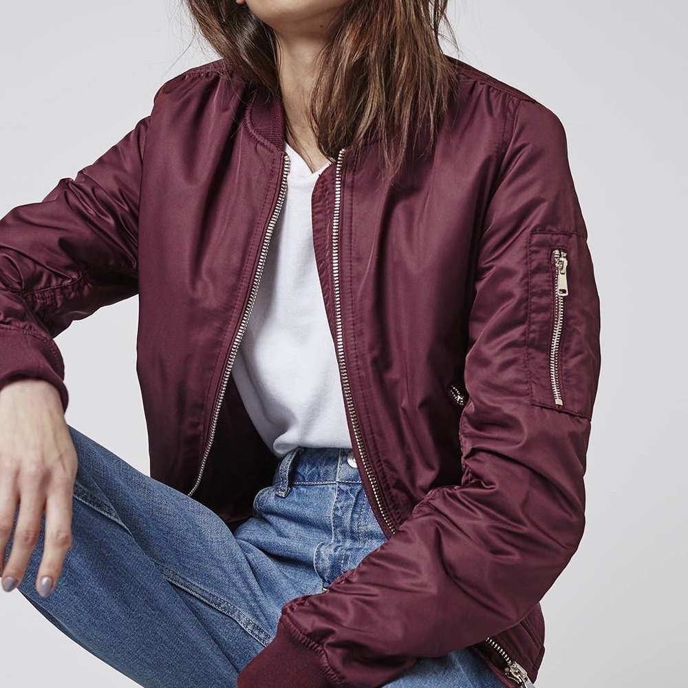 Silence + Noise Maroon Bomber Jacket